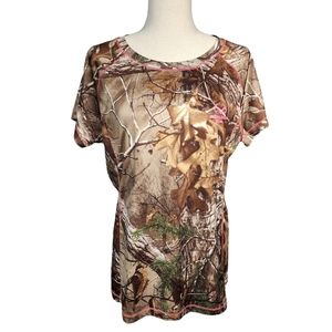 Realtree Xtra Dri-More Tech Fitted Camo Pink Stitch SS Large